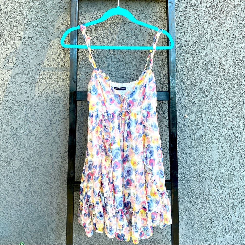 Floral Babydoll Ruffle Spaghetti Strap Dress